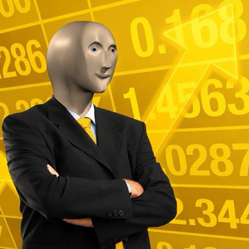 A featureless mannequin head in a black suit with a yellow tie stands with arms crossed against a yellow background filled with floating numbers and charts. This personification of a "stonks" trader visually represents the $STONKS token's pivot from Pumpfun to BNB Chain, symbolizing the meme coin's embodiment of stock market culture and trading optimism.

**Visible numbers in background:** 286, 0.168, 2563, 0287, 2344