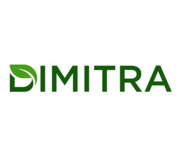A logo featuring a green leaf design on the left, alongside the bold green text "DIMITRA." The image represents Dimitra ($DMTR), a ticker mentioned in the accompanying post about AI and robotics projects.