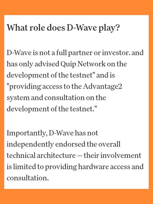 "What role does D-Wave play with @quipnetwork?"