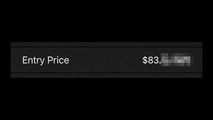 A screenshot displays an "Entry Price" of $83 with the remaining digits blurred out, serving as a flex toward bearish investors who doubted the position in $MSTR.