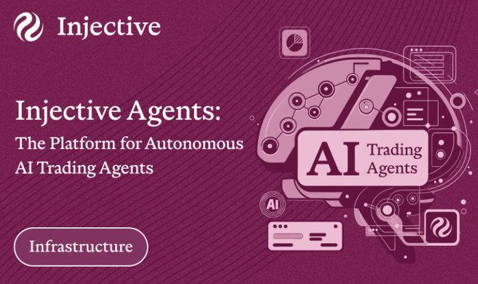 A promotional banner for 'Injective Agents: The Platform for Autonomous AI Trading Agents' with an 'Infrastructure' label on a purple background.
