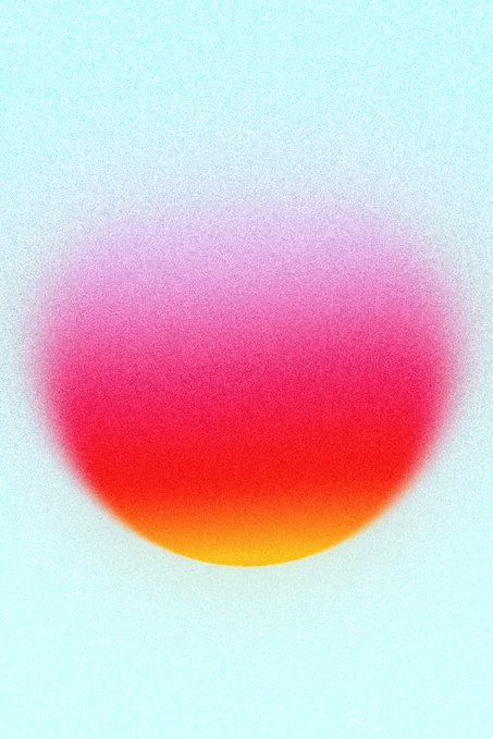 An abstract glowing orb fades from yellow and red at the bottom to pink and pale blue above against a softly textured background.