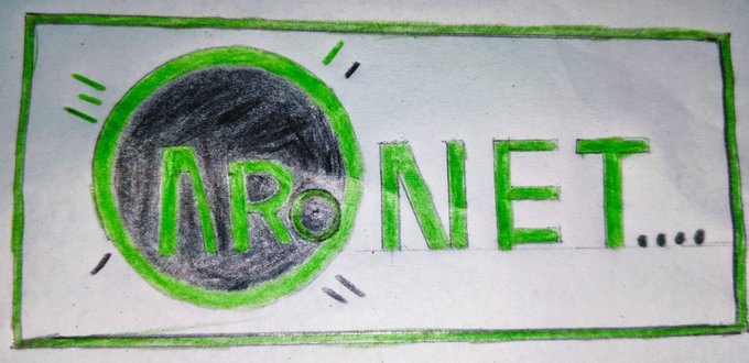 A hand-drawn logo featuring a black circle containing the green letters 'AR' inside, followed by 'NET....' in green, all enclosed within a green rectangular border.