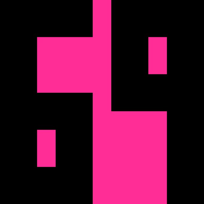 A bright pink stylized 'h' or interlocked logo design on a solid black background.