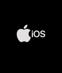 A black image displays a white Apple logo alongside the text "iOS," representing the Apple operating system referenced in the warning about FomoPeek versions 1.1–1.2 containing malicious code that could compromise crypto wallet security.