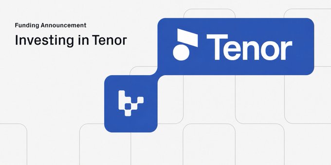 A 'Funding Announcement: Investing in Tenor' graphic displaying the Tenor logo and icon in blue.