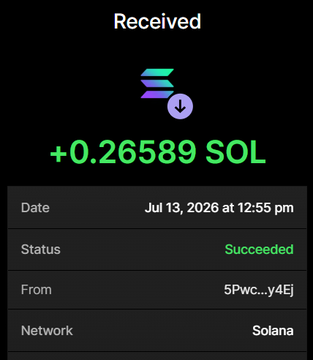 A screenshot of a successful Solana transaction showing a receipt of +0.26589 SOL received on July 13, 2026, from address 5Pwc...y4Ej, which appears to be proof of payment related to the $BHOODIES presale promotion advertised in the accompanying post.