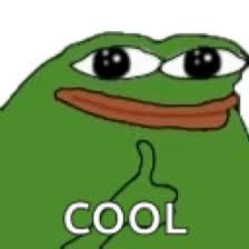 The classic 'Cool Pepe' meme featuring the green frog giving a thumbs-up with the word 'COOL' below it.