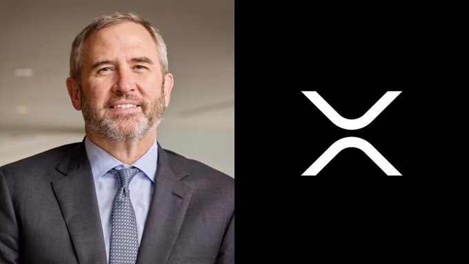 A photo of Ripple CEO Brad Garlinghouse appears alongside the XRP logo, accompanying a claim that Ripple has documented plans for XRP to have a fixed fiat value to facilitate over $100 trillion in global money transfers.