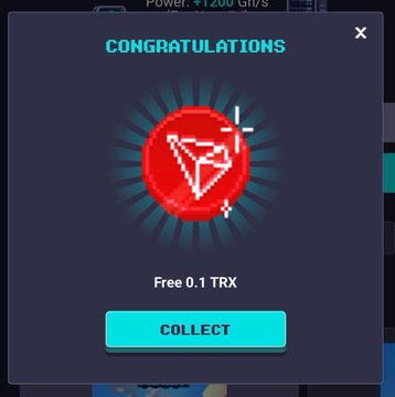 The image shows a small window displaying a red diamond-shaped button with a white outline, which appears to be a game achievement or reward. The text "Congratulations" is written above the button, indicating that the player has achieved something noteworthy. Below the button, there's a message inviting players to "Collect". This suggests that the player might have completed a challenging task or reached a specific milestone in the game, and they are now being rewarded with points or other benefits by collecting this achievement.