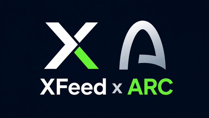 A collaboration logo graphic displaying 'XFeed x ARC' with the X logo and Arc logo on a dark background.