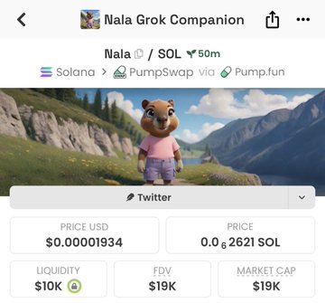 In the image, there's a post that is displayed with an icon featuring a cartoon squirrel standing next to mountains. The post appears to be about Nala Grok Companion, which is an AI companion for gamers who use Steam as their platform of choice. The post has been shared, and it's been marked down to $19.95 in currency. This indicates that the post may have generated interest among users or potential buyers looking for such products. The post also contains a link to the companion price calculator app, which provides an estimate of the price based on the current value of the item being sold.