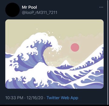 The image features a graphic design with a wave crashing against mountains, set against a light beige background. The caption below the image reads "XRP - japan the beginning of everything". This message seems to be related to Bitcoin or cryptocurrency, as suggested by the use of the word "japan" in the caption.