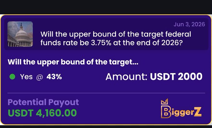 The image shows a purple background with white text that reads "Will the upper bound of the target... Will the upper bound of the target...". The text also includes a question about the potential payouts for the US dollar, which seems to be related to investing in the stock market or bonds.