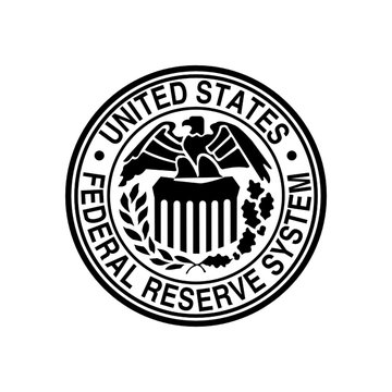 The image displays the official seal of the United States Federal Reserve System, featuring an eagle perched atop a shield flanked by laurel branches, encircled by the text "UNITED STATES FEDERAL RESERVE SYSTEM." This visual directly ties to the accompanying post, as the Federal Reserve is one of the key US regulators simplifying third-party risk management rules for banks.