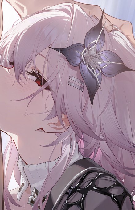 Anime-style illustration of a pink-haired character with red eyes wearing a dark butterfly hair accessory, in an intimate close-up pose with parted lips.

The image's sensual, suggestive tone and the character's expressive gaze seem to embody the post's playful double entendre about intensity and "making it hard," with the suggestive close-up and flushed expression visually playing on the innuendo.