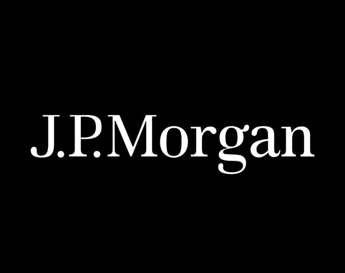 The image displays the J.P. Morgan logo in white serif text against a black background. The logo relates to the accompanying news post, which reports the financial institution severed banking ties with Polymarket over regulatory issues but is now considering an underwriting role with the prediction market platform.