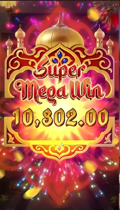 A "Super Mega Win" slot game screen displays a winning amount of 10,802.00 against an ornate golden palace backdrop with red and gold fireworks, promoting an Arab-themed PG Soft slot game with an invitation code and registration link for new members.