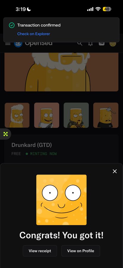 The image shows an advertisement for a free mint, which appears to be related to a popular cartoon series called "Glee". The ad features a cartoon character with a big smile, indicating that the mint is meant to bring joy and refreshment to viewers who enjoy watching the show or using the app. The post congratulates users on their purchase of the mint, suggesting that they have successfully completed an online transaction for this free item.