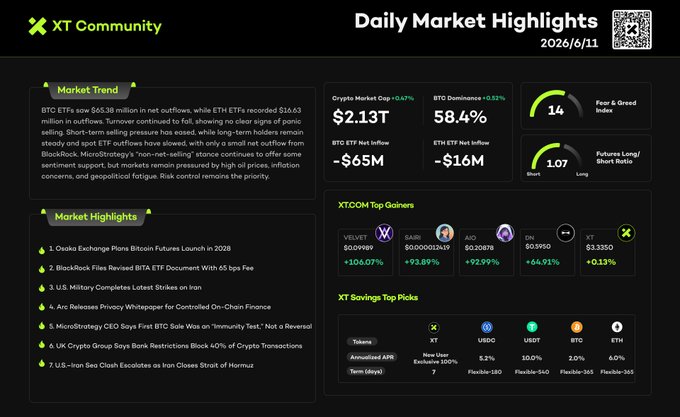 XT Monthly Market Highlights page with market trends and information. The text focuses on daily market highlights for a cryptocurrency exchange, specifically a Bitcoin exchange.