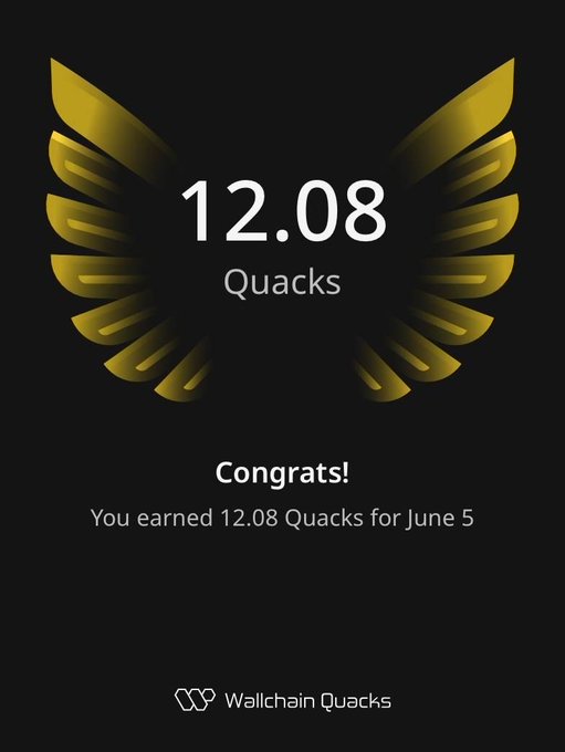 In the image, a person has achieved a total of 12 Quacks, which are points or rewards, over the past five days. The text indicates that they have earned these Quacks by performing certain activities or tasks each day for two weeks (a total of 70 days). This achievement is recognized and appreciated in the form of an email message, congratulating them on their hard work and dedication to accumulating those Quacks. The recipient's name is also mentioned within the text.