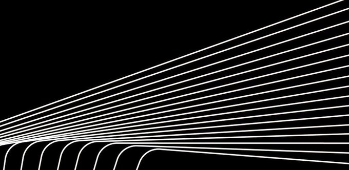 The image features white flowing lines on a black background, creating an abstract wave or ray-like pattern radiating from the left side. There is no visible text, numbers, or tickers in the image itself, but the dynamic visual style complements the post's call to action for engagement and dropping a SOL address, with the sweeping lines evoking movement and energy toward a potential reward.