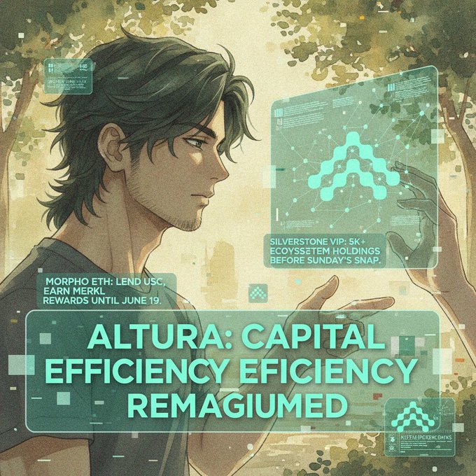The image features a man holding up a phone screen displaying a green square, which appears to be a piece of information or data. The text "Altura" can also be seen in the image. This suggests that Altura is being referred to as a capital efficiency efficiency remastered post on the website.