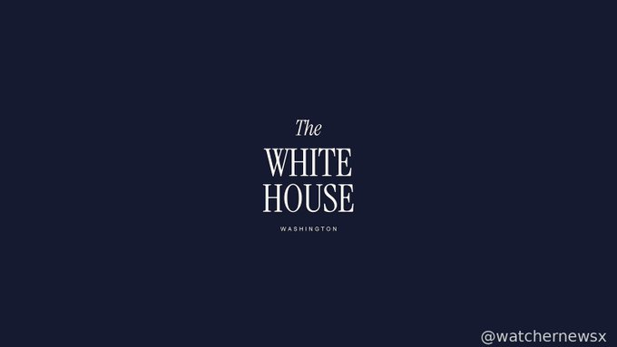 A dark navy background displaying the white text 'The WHITE HOUSE WASHINGTON' centered on the screen, with the handle '@watchernewsx' in the bottom right corner.