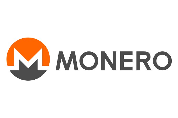 The Monero cryptocurrency logo, featuring a stylized orange and gray 'M' next to the word 'MONERO' on a white background.