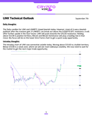 An XRP Technical Outlook report titled "Daily thoughts" dated September 7th, featuring commentary on XRP and XMR, market conditions, and a price chart showing recent volatility around the $3.00 level.