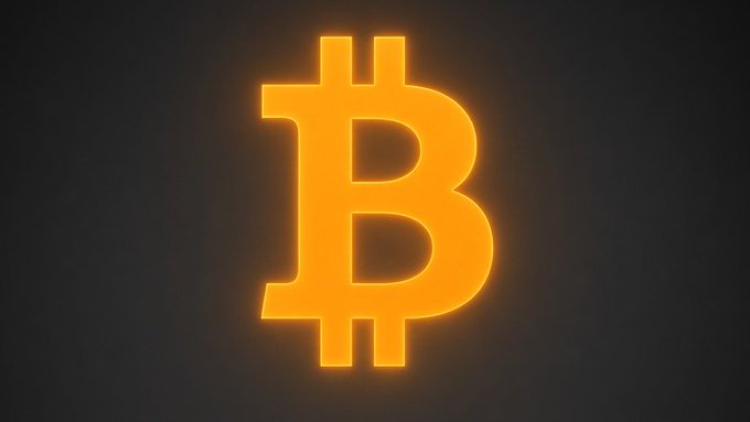 A glowing orange Bitcoin (₿) cryptocurrency logo centered against a dark background.