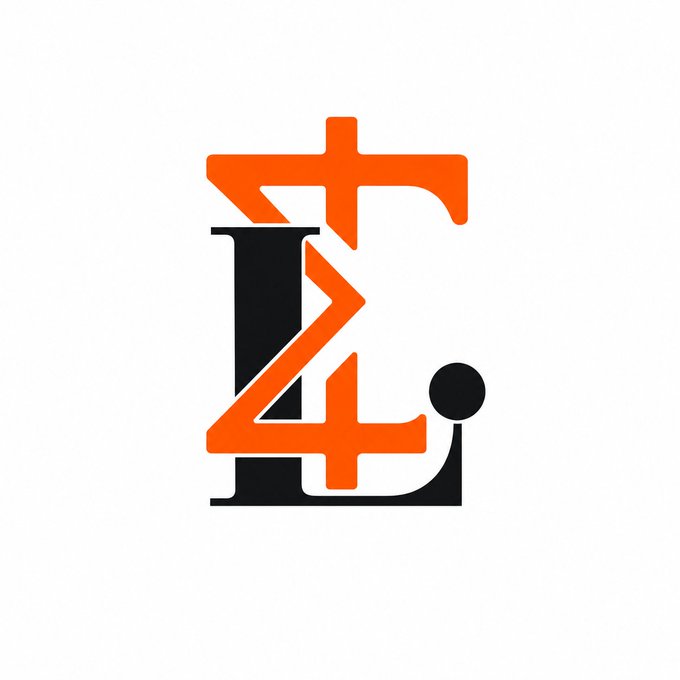 Stylized black and orange monogram logo featuring interlocking letters, possibly 'KL' or 'ZK', with a small circular dot accent.