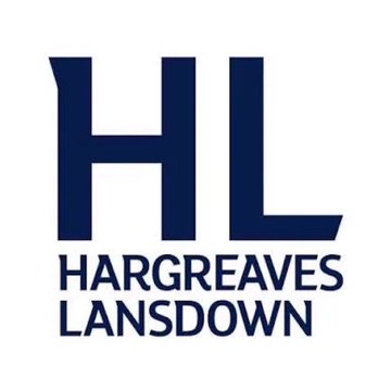 The navy blue logo for Hargreaves Lansdown, a financial services company, featuring the letters "HL" prominently above the full company name.