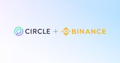 A logo graphic combining the 'CIRCLE' logo (with its green swirl icon) and the 'BINANCE' logo (with its yellow diamond icon) separated by a plus sign on a light gradient background.