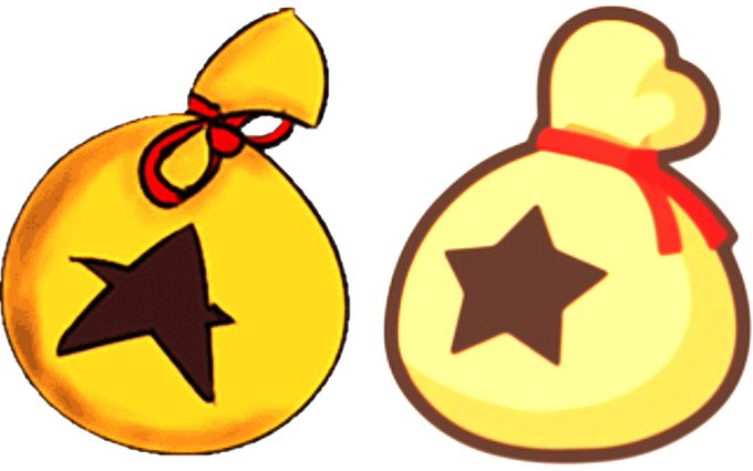 Two cartoon-style yellow money bags with brown star markings are shown, one with a "cursed" shrunken, twisted top tied with a red ribbon, and the other appearing smooth and pristine with a neat tie, visually representing the "cursed vs. clean" Bellscoin bag options from the post.
