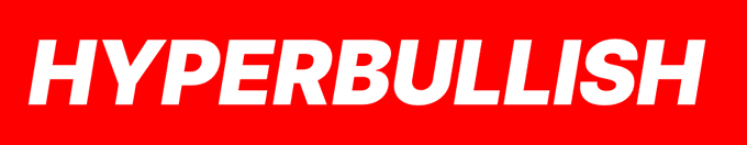 The word 'HYPERBULLISH' in bold white italic letters on a solid red background.