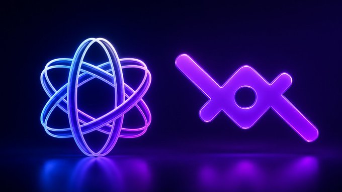 The image features a logo for two companies named XRP and MetalDAO against a black background with illuminated neon colors. The XRP logo includes a purple atom symbol, while the MetalDAO logo is a purple x. The logos have varying sizes but are positioned relatively close together. A caption below the logo states "The prior-ATH scenario: XRP's listed ATH is $3.84, MetalDAO's is $17.03".