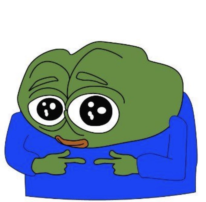 A cartoon illustration of a green frog-like character wearing a blue shirt, pointing at itself with both index fingers.