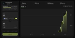 A dark-themed dashboard labeled 'Stack Monitor' showing a portfolio value of '$24.2k' with a green line chart tracking performance over time.