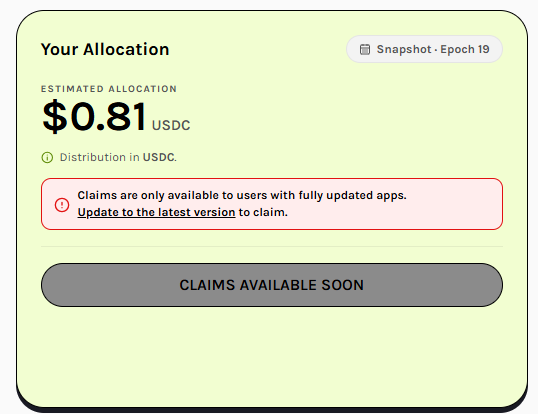 A screenshot shows a "$0.81 USDC" allocation from "Snapshot · Epoch 19" with a disabled "CLAIMS AVAILABLE SOON" button, illustrating the user's frustration about Grass distributing only Rp15,000.00 ($0.81) as their airdrop reward despite a year of work.