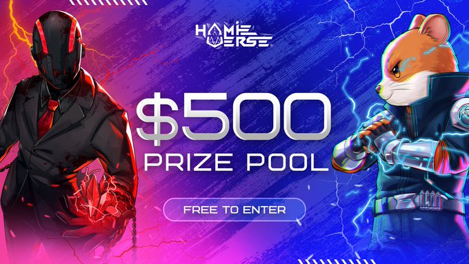 The image features a poster for a prize pool, with two characters - one dressed as a man wearing a suit and the other as a hamster wearing a cape. The poster includes text that reads "HomeEscape Prize Pool" and "Free to enter". It also mentions that there is a 24-hour window left for people to enter the contest.