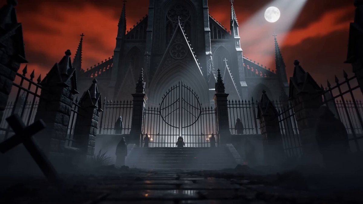 The image features a large, dark castle with a gate at its center, surrounded by foggy graveyard-like areas. The scene also includes a graveyard filled with tombstones and graveyards. A caption below the image reads "Send your squad to rescue Gimboz from Limbo." This suggests that there is an ongoing mission or quest in this eerie setting, possibly involving the search for a missing person named Gimboz.