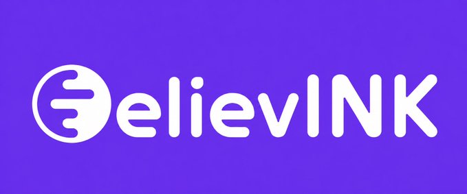 A purple banner displaying the 'BelievINK' logo in white text.