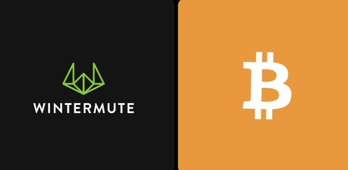 The image is a split graphic featuring the Wintermute logo (a green fox/crystal emblem with the name "WINTERMUTE" beneath it) on a black background on the left, and the Bitcoin symbol "₿" in white on an orange background on the right. This visual pairs the two key entities from the post—Wintermute as the market maker moving the funds, and Bitcoin as the asset being transferred to Binance, illustrating the $400M worth of BTC inflow referenced in the article.