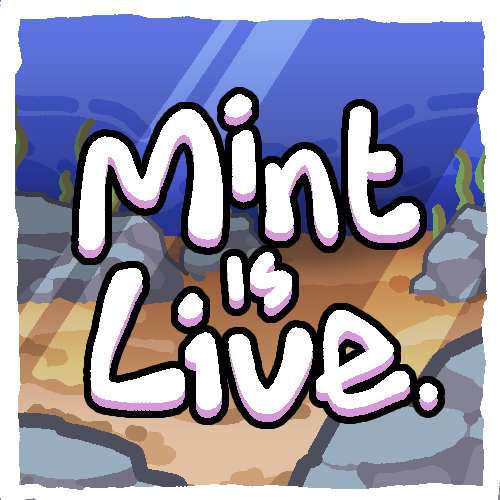 The image features a poster with the text "mint is live" written in white letters, surrounded by pink and purple lines. The background of the poster shows an underwater scene with rocks and plants, creating a sense of depth and setting for the mint theme. The poster also includes a link to a website called "opensea.io/collection/smo", which could be related to the mint theme or another topic.