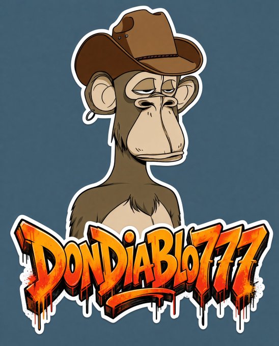 A cartoon logo displays a tired-looking monkey wearing a brown cowboy hat above the stylized orange text 'DONDIAbl0ZZZ' with a graffiti-style font on a blue background.