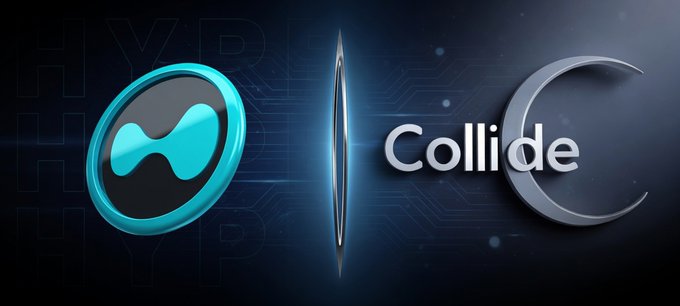 A logo graphic displays 'HYPR Collide' featuring a cyan and black infinity-like symbol on the left and a crescent moon design around the word 'Collide' on the right against a dark blue background.