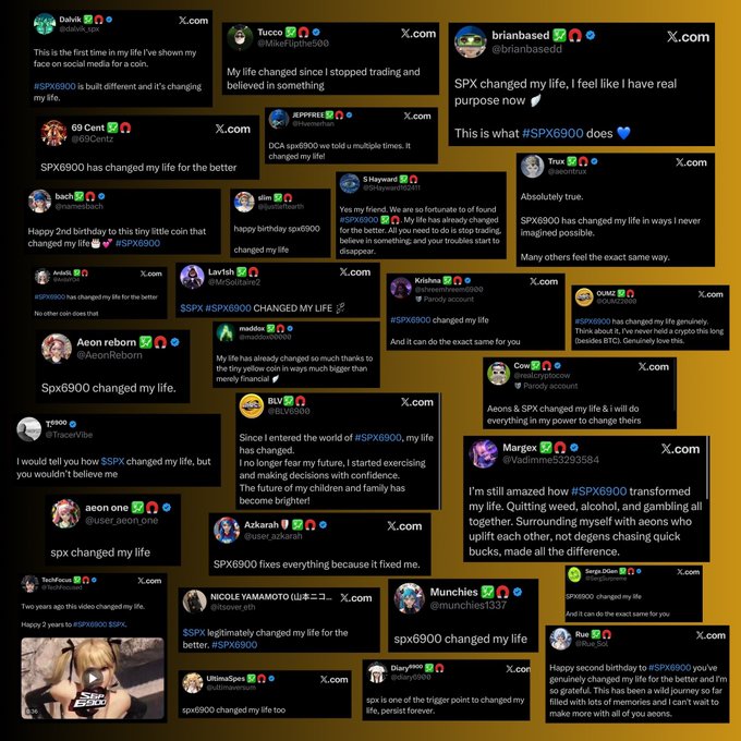 The image features a large grid of social media posts, all related to the cryptocurrency SPX690. The posts are from various users who have shared their experiences and opinions about the crypto world. Some posts discuss the benefits of using SPX690 for trading, while others express concerns or questions about its use. Overall, the posts cover a wide range of topics and perspectives on the subject matter.
