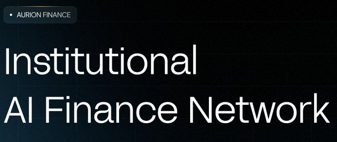 A dark graphic with 'AURION FINANCE' branding and large white text reading 'Institutional AI Finance Network'.