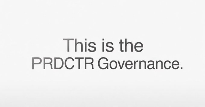 A minimalist white screen with gray text reading 'This is the PRDCTR Governance.'